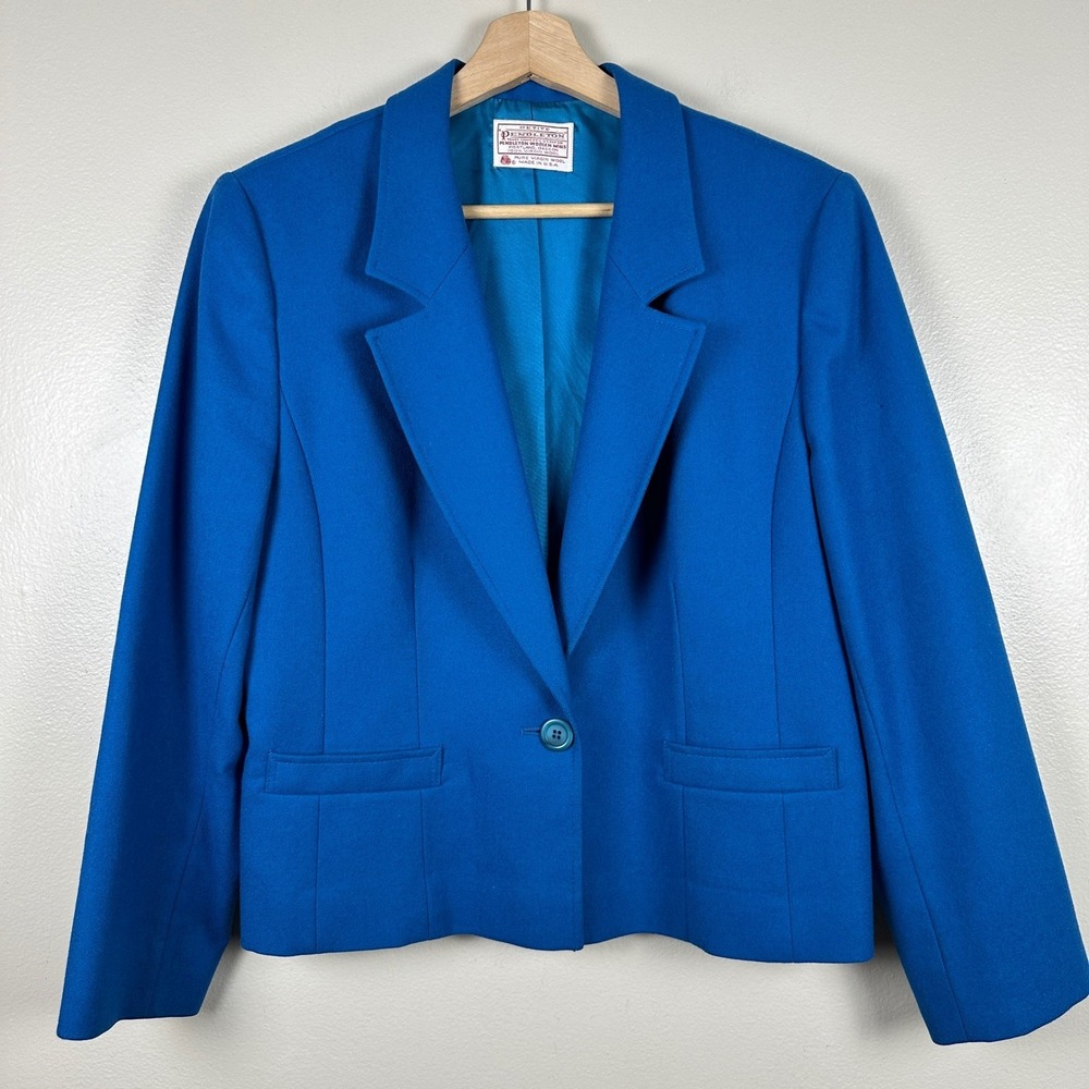 Pendleton Women's 14 Blazer Royal Blue 100% Virgin Wool Made in USA